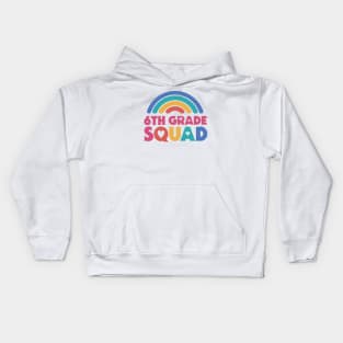 Cute School Teacher 6th Grade Squad with Retro Rainbow and Hearts Kids Hoodie